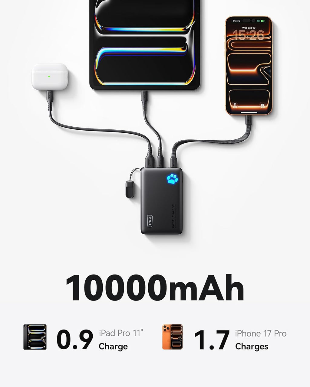 10000Mah 45W Fast Charging Portable Charger, Smaller Travel Power Bank
