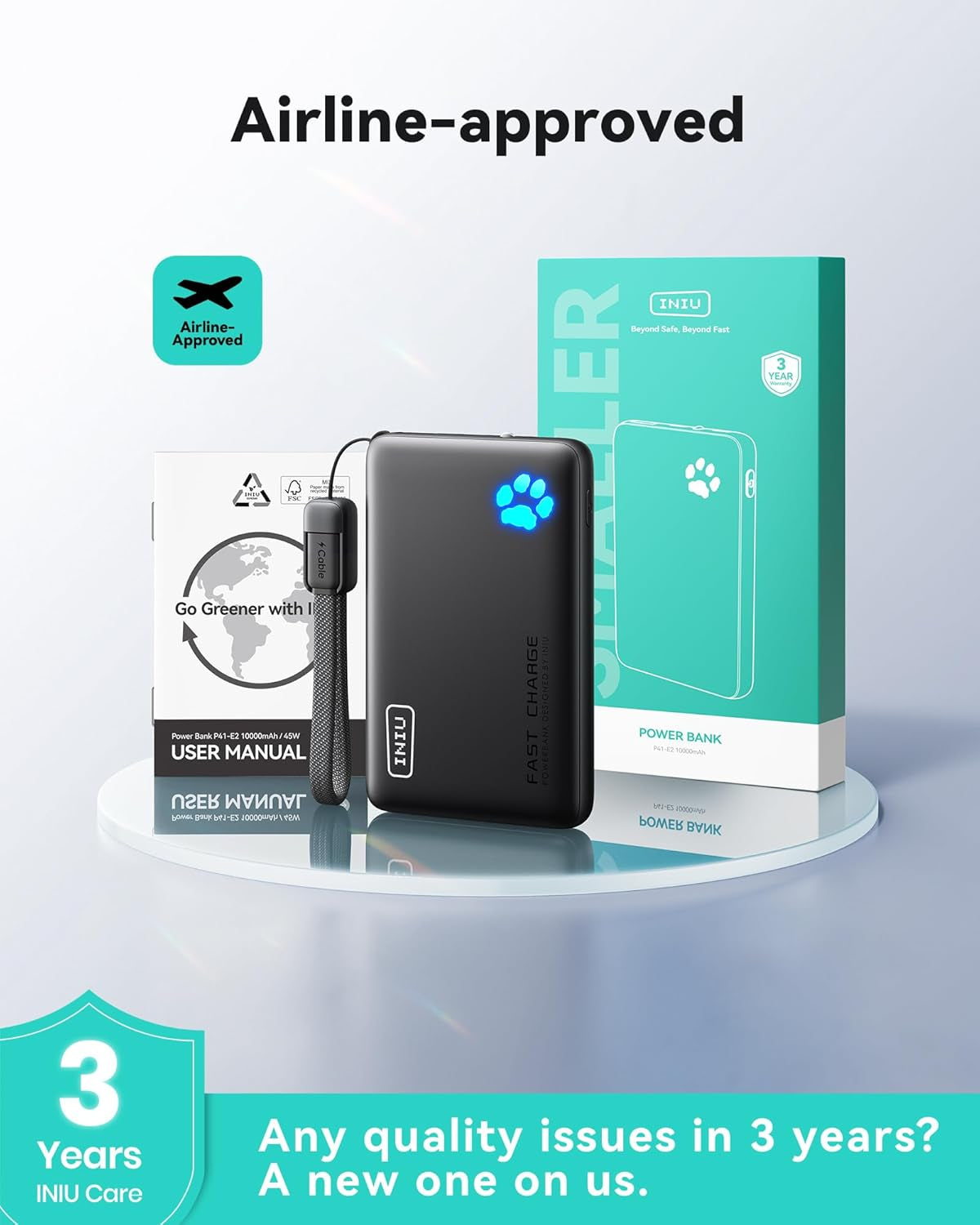 10000Mah 45W Fast Charging Portable Charger, Smaller Travel Power Bank