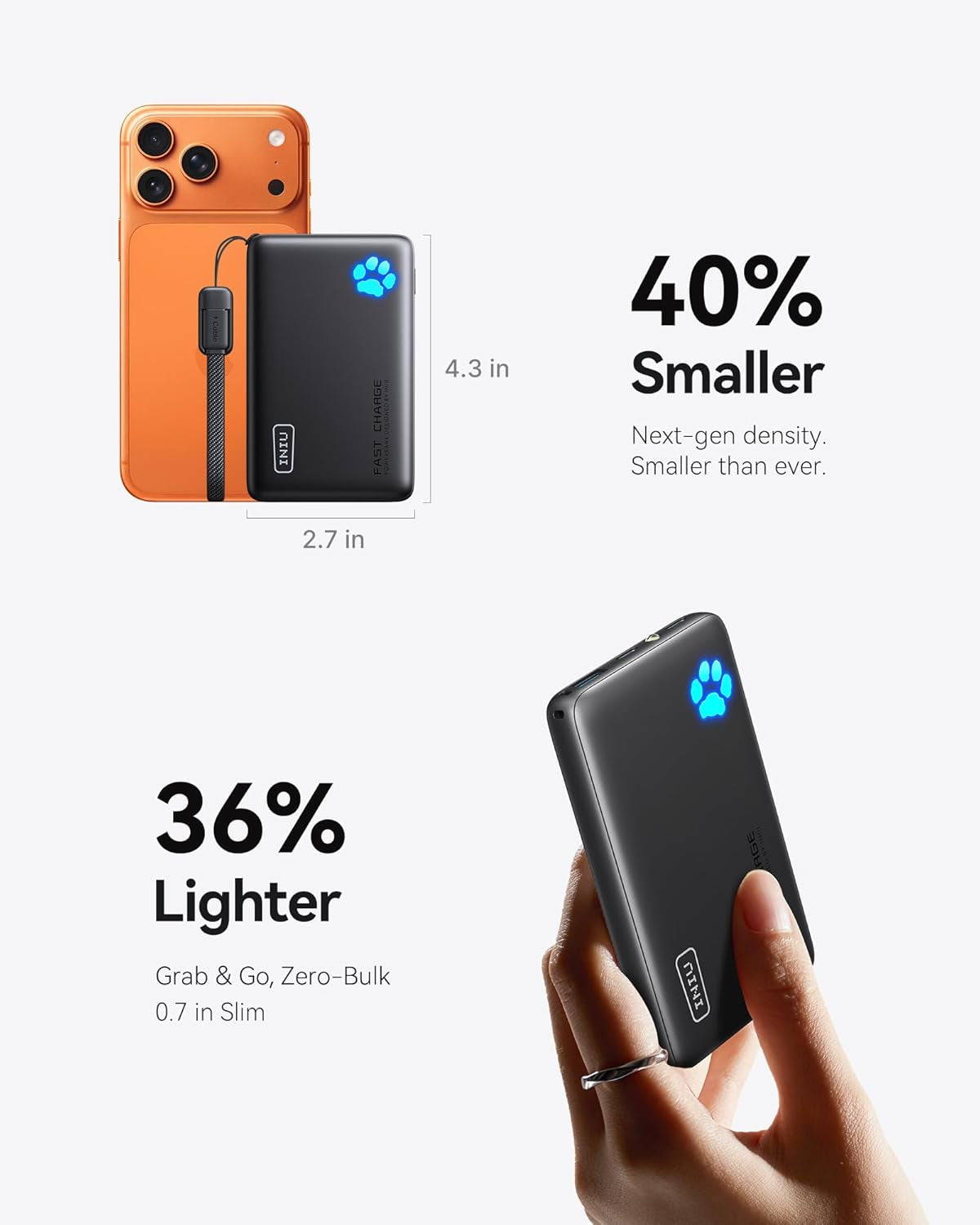 10000Mah 45W Fast Charging Portable Charger, Smaller Travel Power Bank