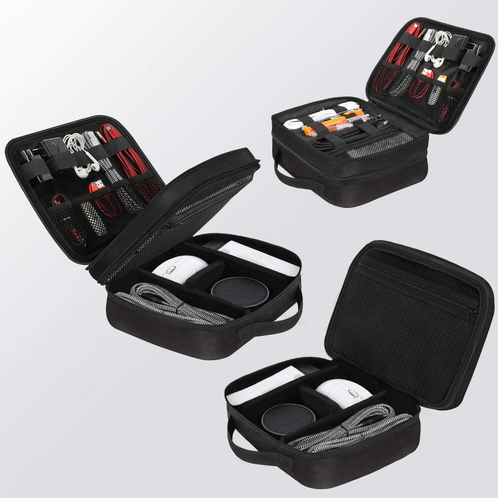 Professional Electronics Organizer Travel Case - Black Cable Management Bag