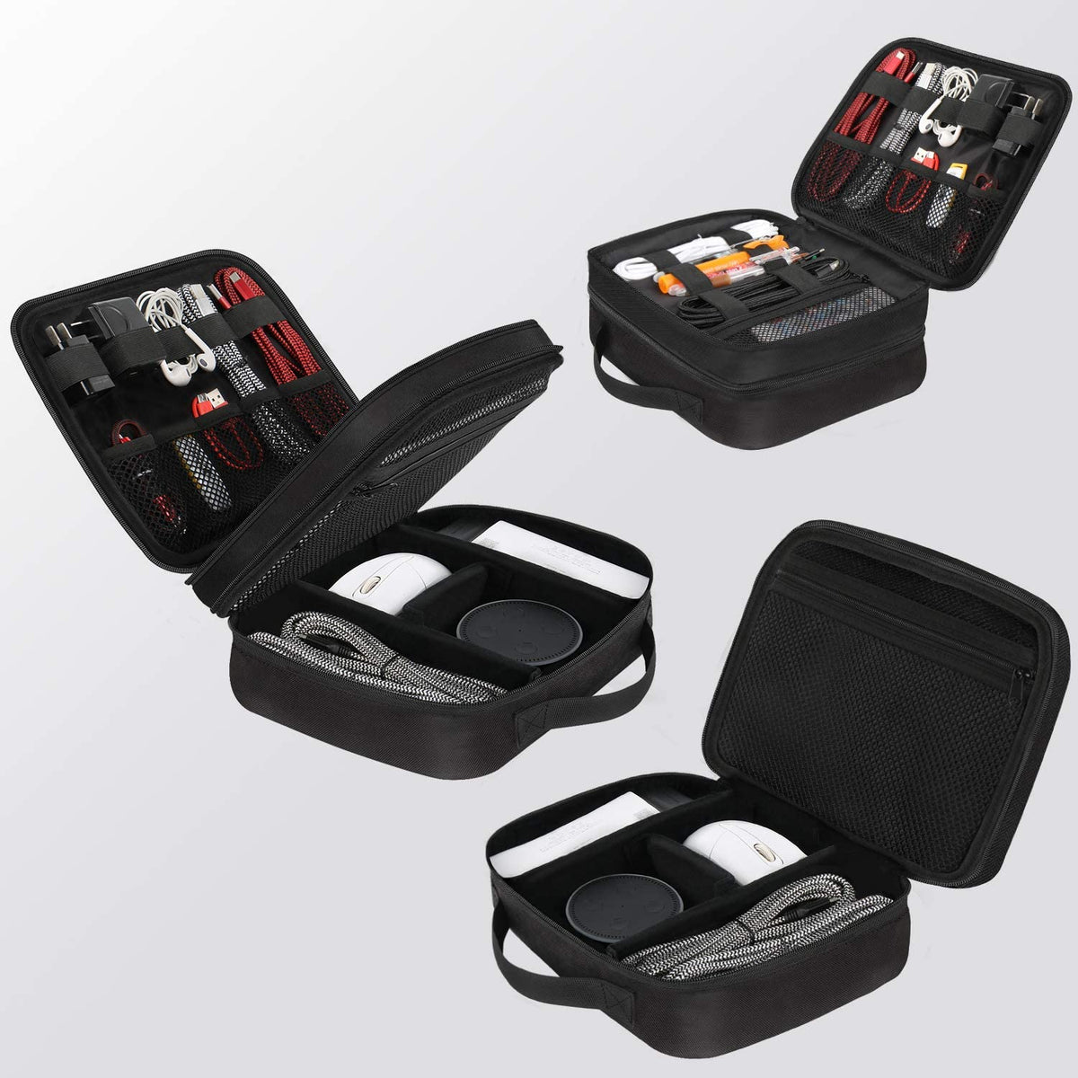 Professional Electronics Organizer Travel Case - Black Cable Management Bag