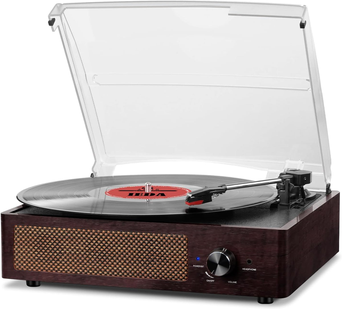 Vinyl Record Player Turntable with Built-In Bluetooth Receiver & 2 Stereo Speakers, 3 Speed 3 Size Portable Retro Record Player for Entertainment and Home Decoration