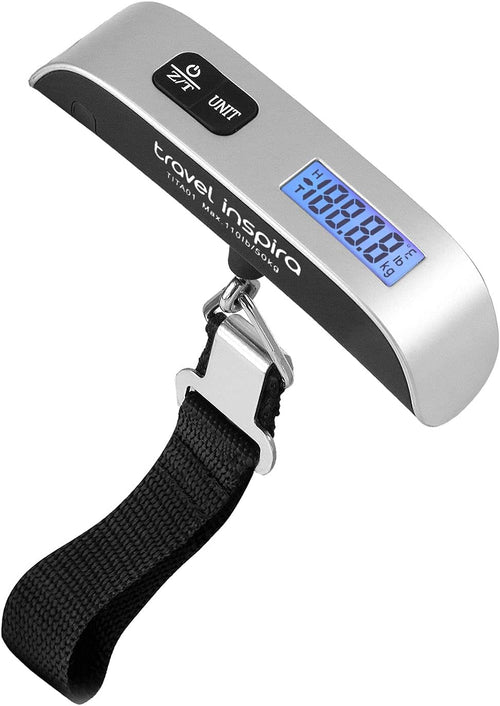 Digital Luggage Scale – Portable Hanging Suitcase Weight Scale for Travel, 110 Lb Capacity, Backlit LCD Display, Prevents Airport Overweight Fees, Battery Included